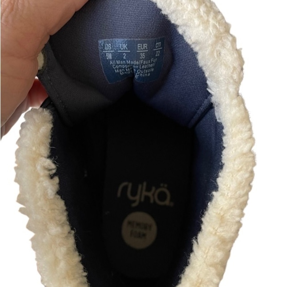 Ryka Suede Faux Shearling Bungee Boots Evie Navy - Medium Size 5 - Picture 7 of 7